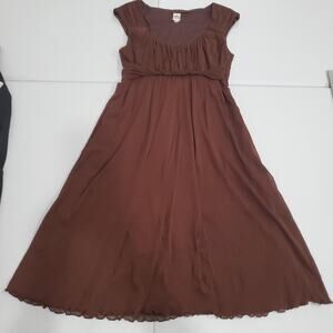 Y2K Fairy Grunge Sangria Dress Womens 10 Brown Chiffon Cap Sleeve A Line Whimsy